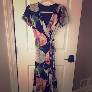 Black Floral Wrap Maxi dress